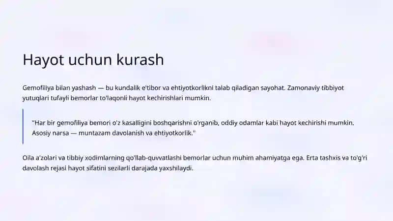 Qon Ivish Tizimi Buzilishlari: Gemofiliya va DVS Sindromi 4