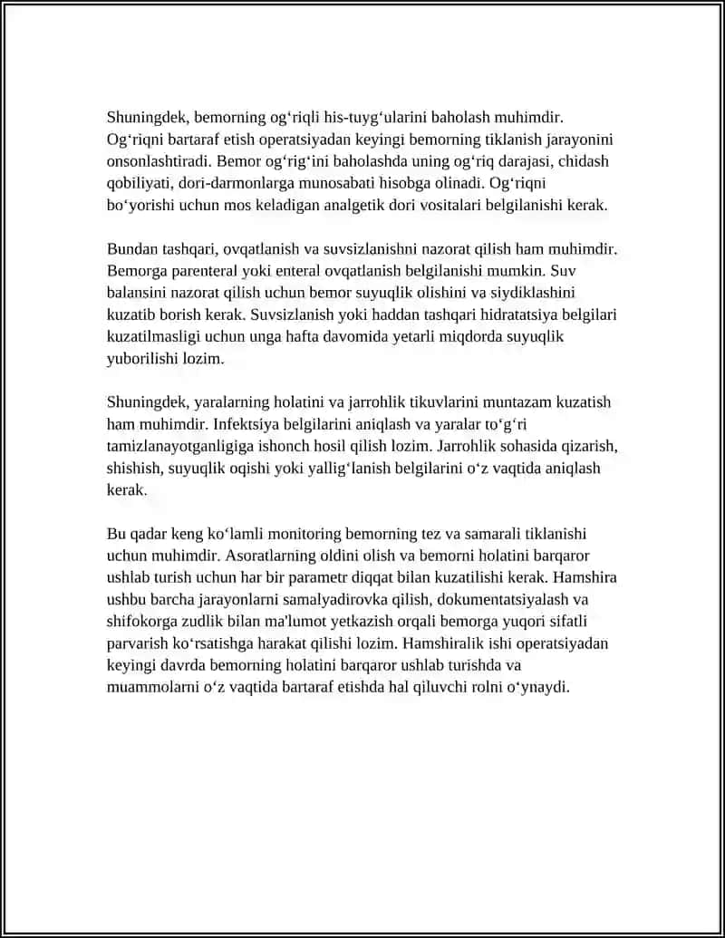 OPERATSIYADAN KEYINGI DAVRDA HAMSHIRALIK ISHI 4