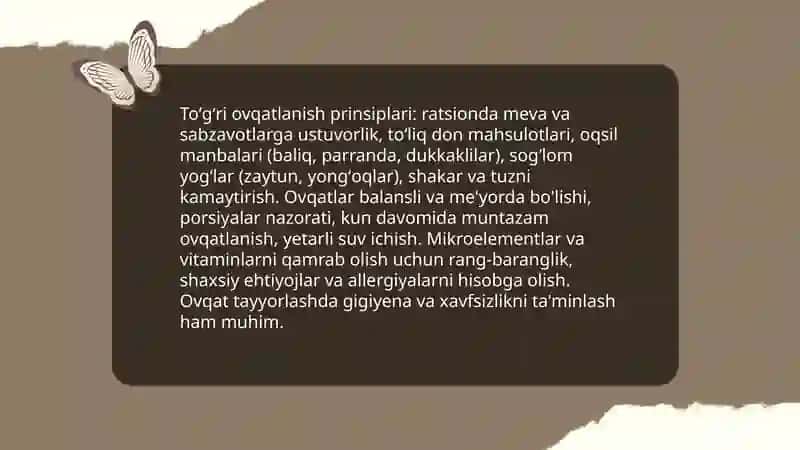Sogʻlom turmush tarzi. Toʻgʻri ovqatlanish 4
