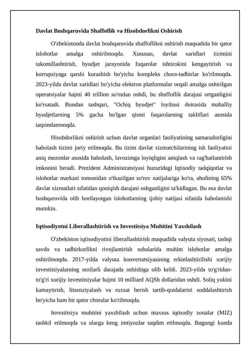 O‘zbekistonda amalga oshirilayotgan yangi o‘zgarishlar 4