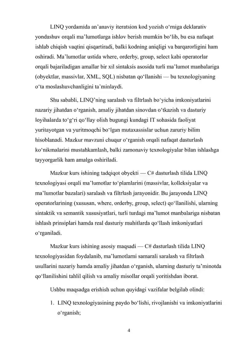 LINQ yordamida ma'lumotlarni saralash va filtrlash 4