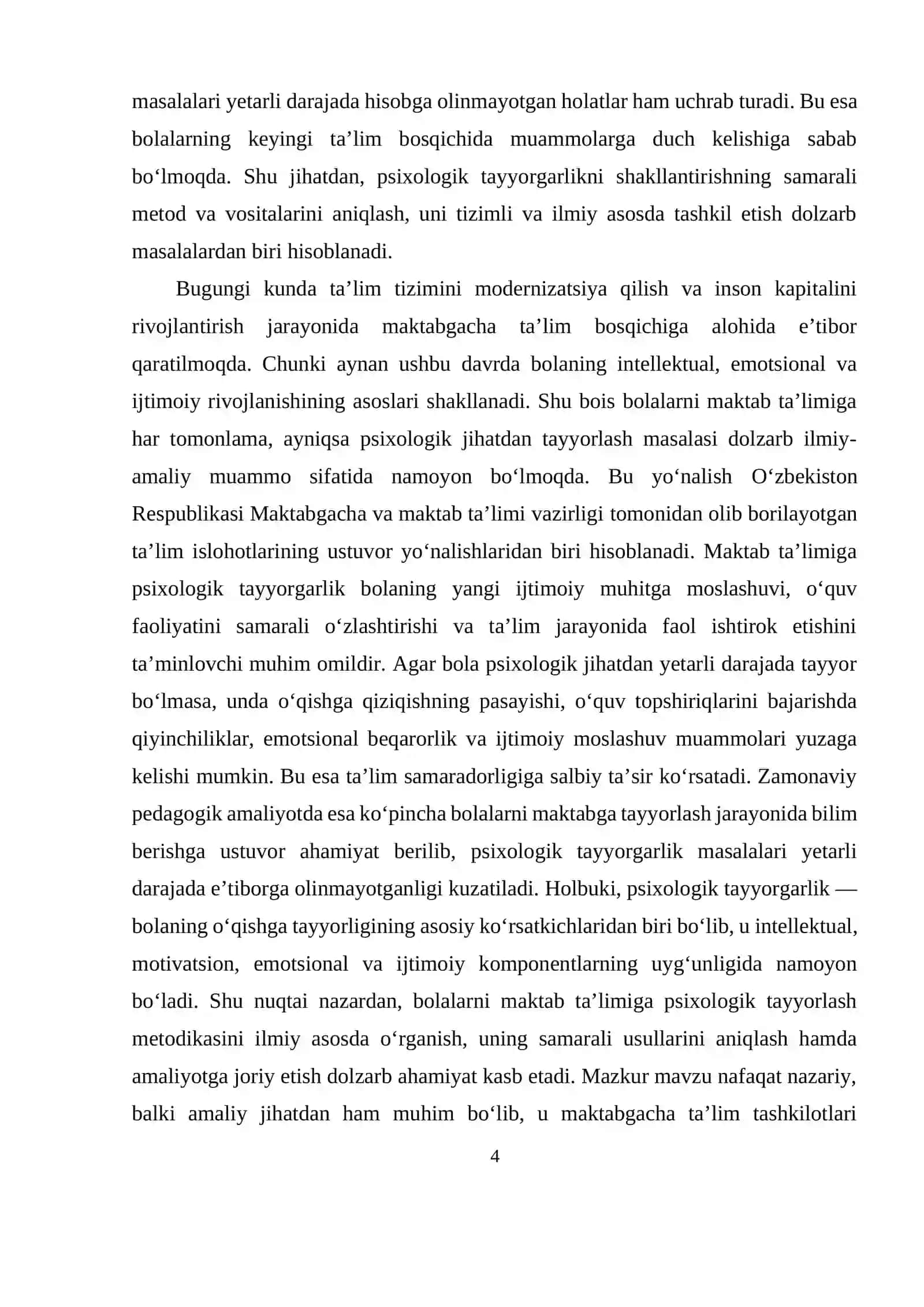 Bolalarni maktab ta’limiga psixologik tayyorlash metodikasi. 4