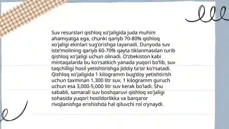 Qishloq xo'jaligida tabiiy resurslarning tutgan o'rni 4