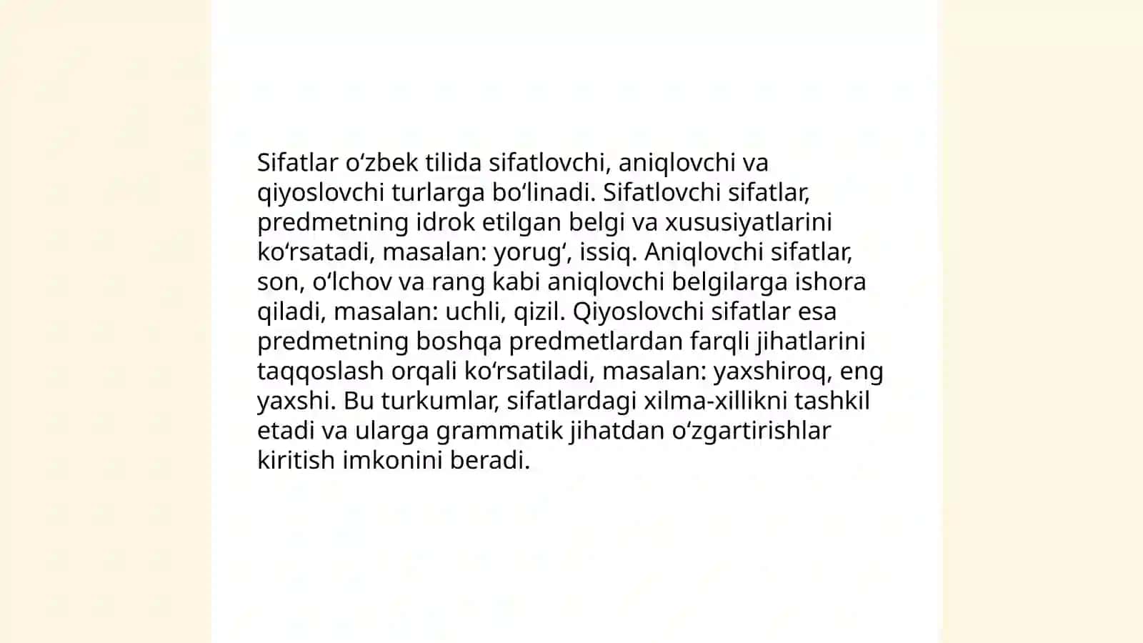 Sifat so'z turkumi 4