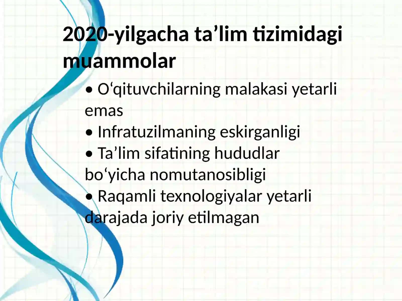 O‘zbekiston Respublikasi xalq ta’limi tizimini 2030 yilgacha rivojlantirish konsepsiyasida belgilangan vazifalari va kutilayotgan natijalar tahlili 4