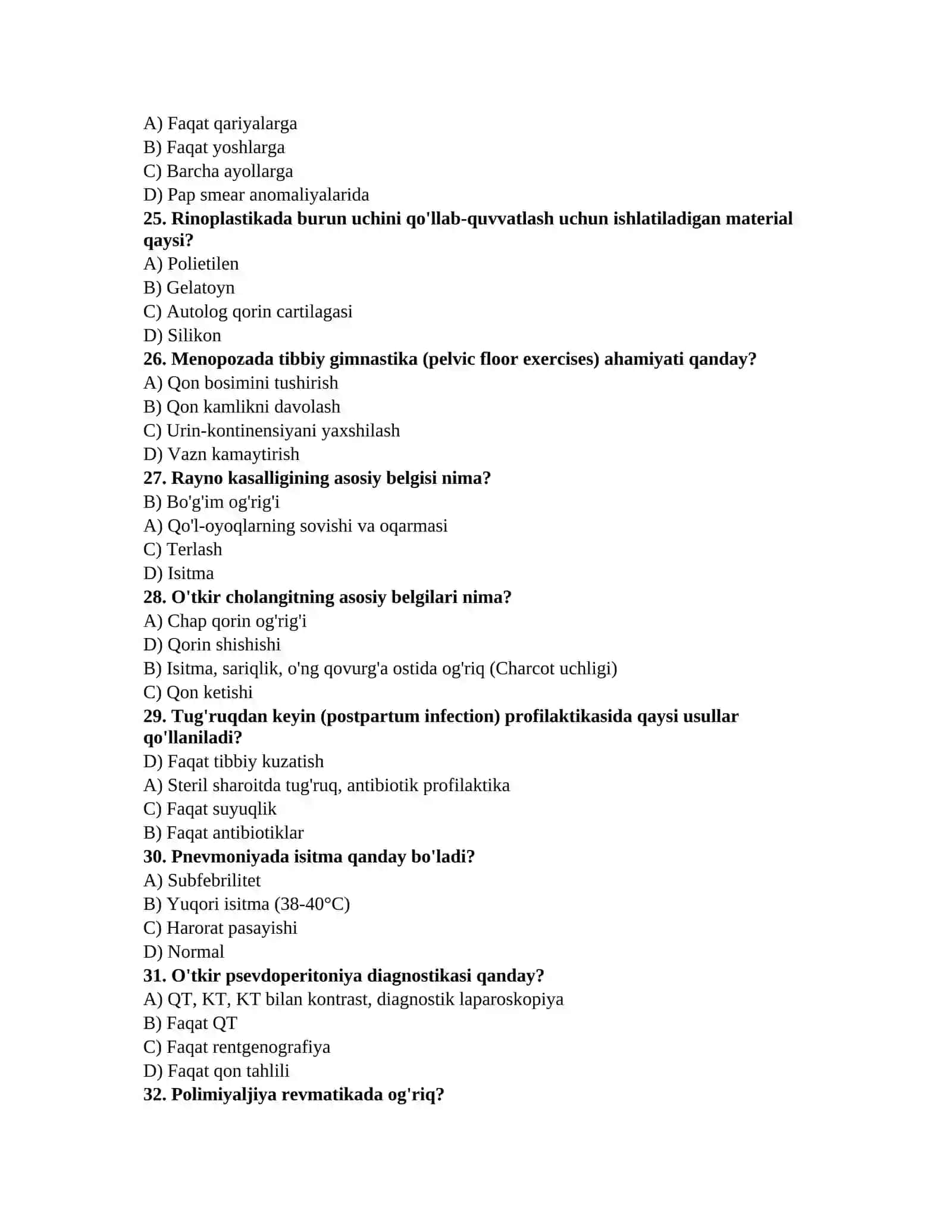 ARGOS mutaxassisligi testlari 4