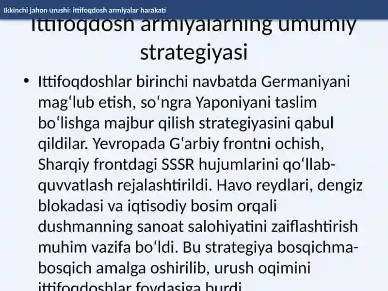 Ikkinchi jahon urushi: ittifoqdosh armiyalar harakati 4