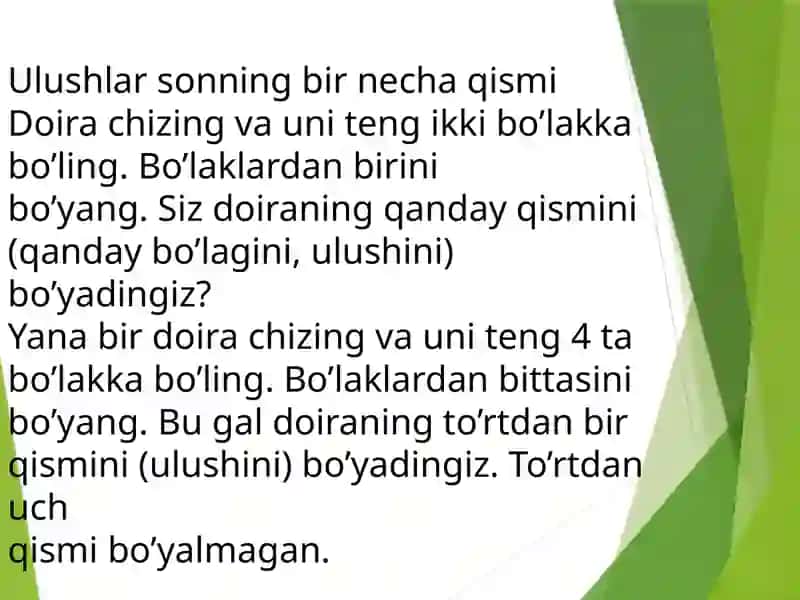 Ulushga ko’ra butunni, butunga ko’ra ulushni topishda axborot texnologiyalardan foydalanish 4