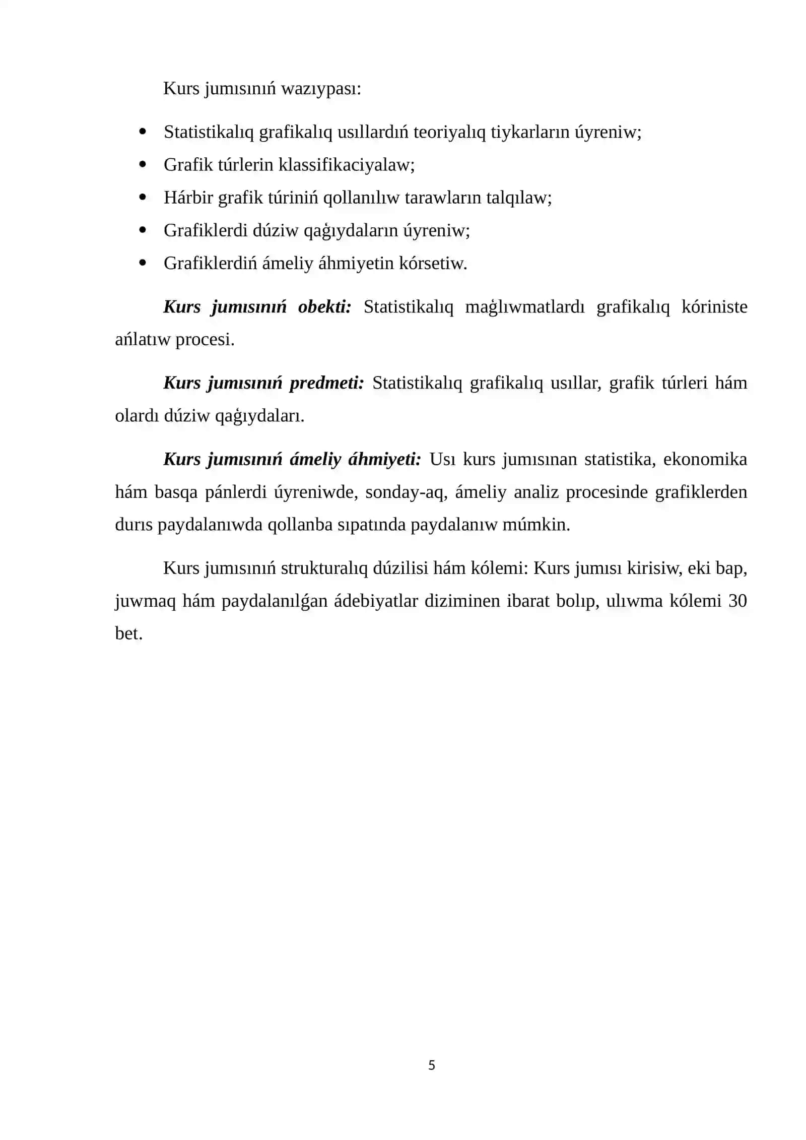 Statistikalıq grafikalıq usıllar, grafik túrleri hám olardı dúziw qaģıydaları 4