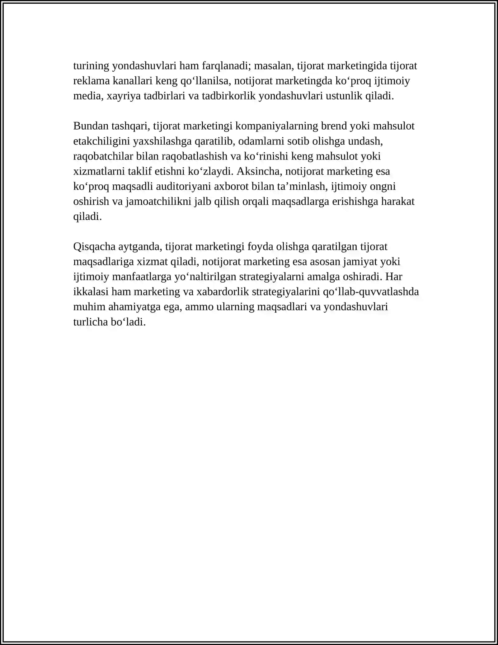 TIJORAT VA NOTIJORAT MARKETING TUSHUNCHASI 4