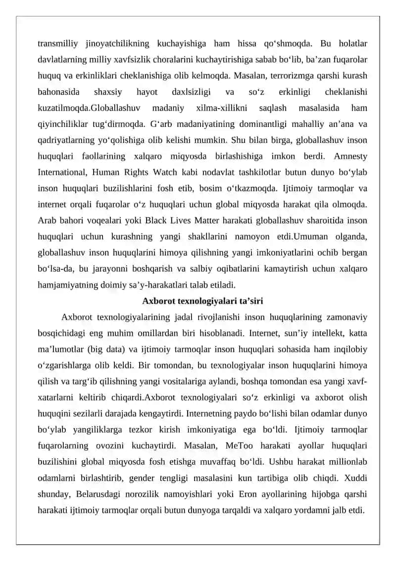 Inson huquqining bugungi kunda rivojlanishining umumiy tavsifi 4