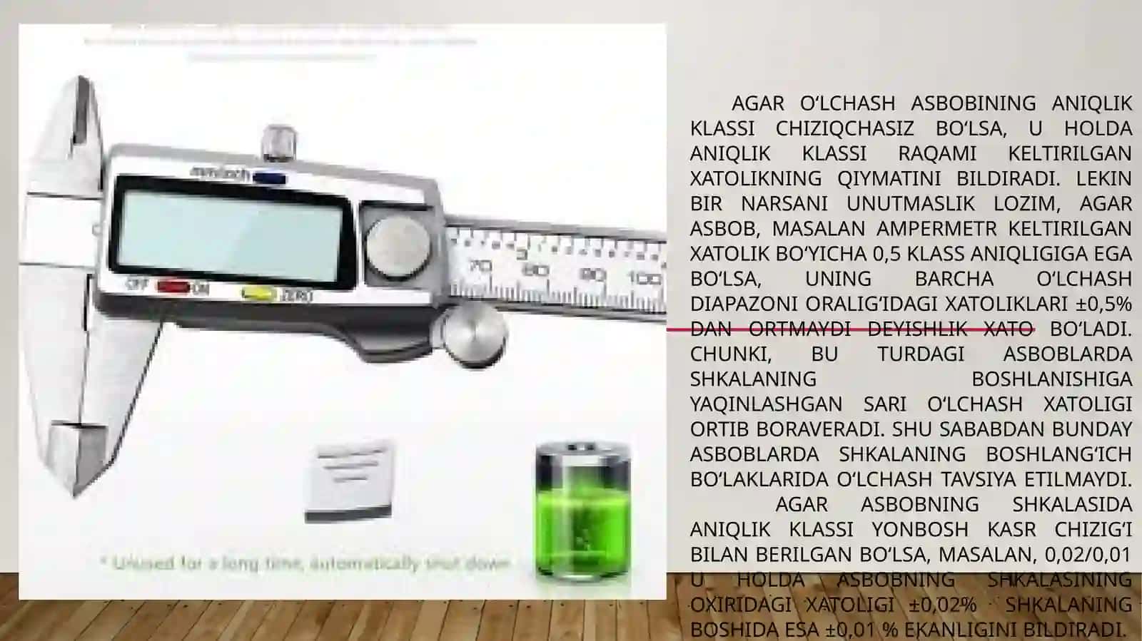 O‘lchash asboblarining aniqlik klasslari 4