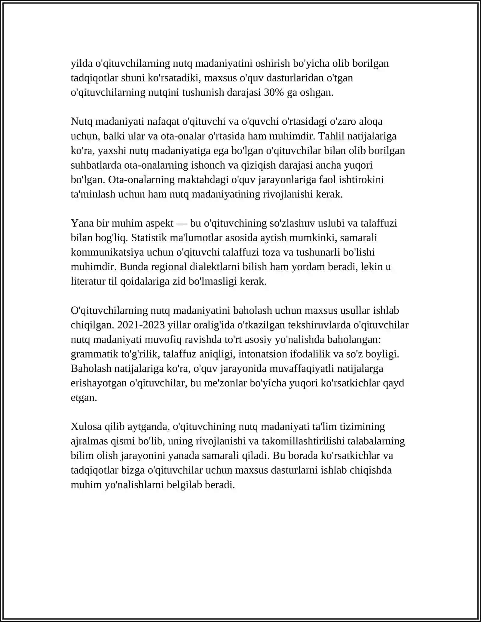 OʻQITUVCHINING NUTQ ODOBI. PEDAGOGNING AXLOQIY SIFATLARINING MAZMUNI 4