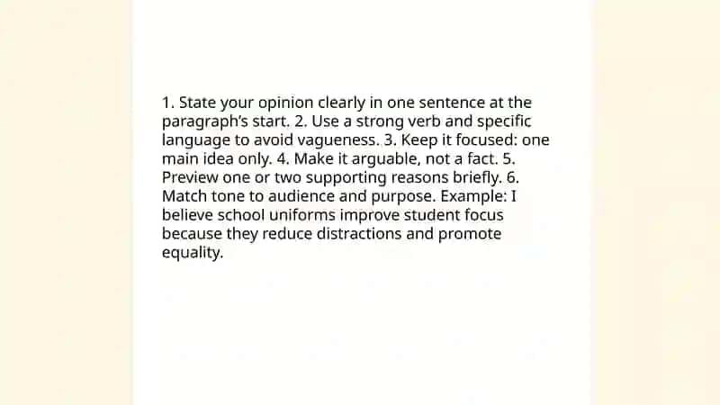 Structure of an opinion paragraph 4