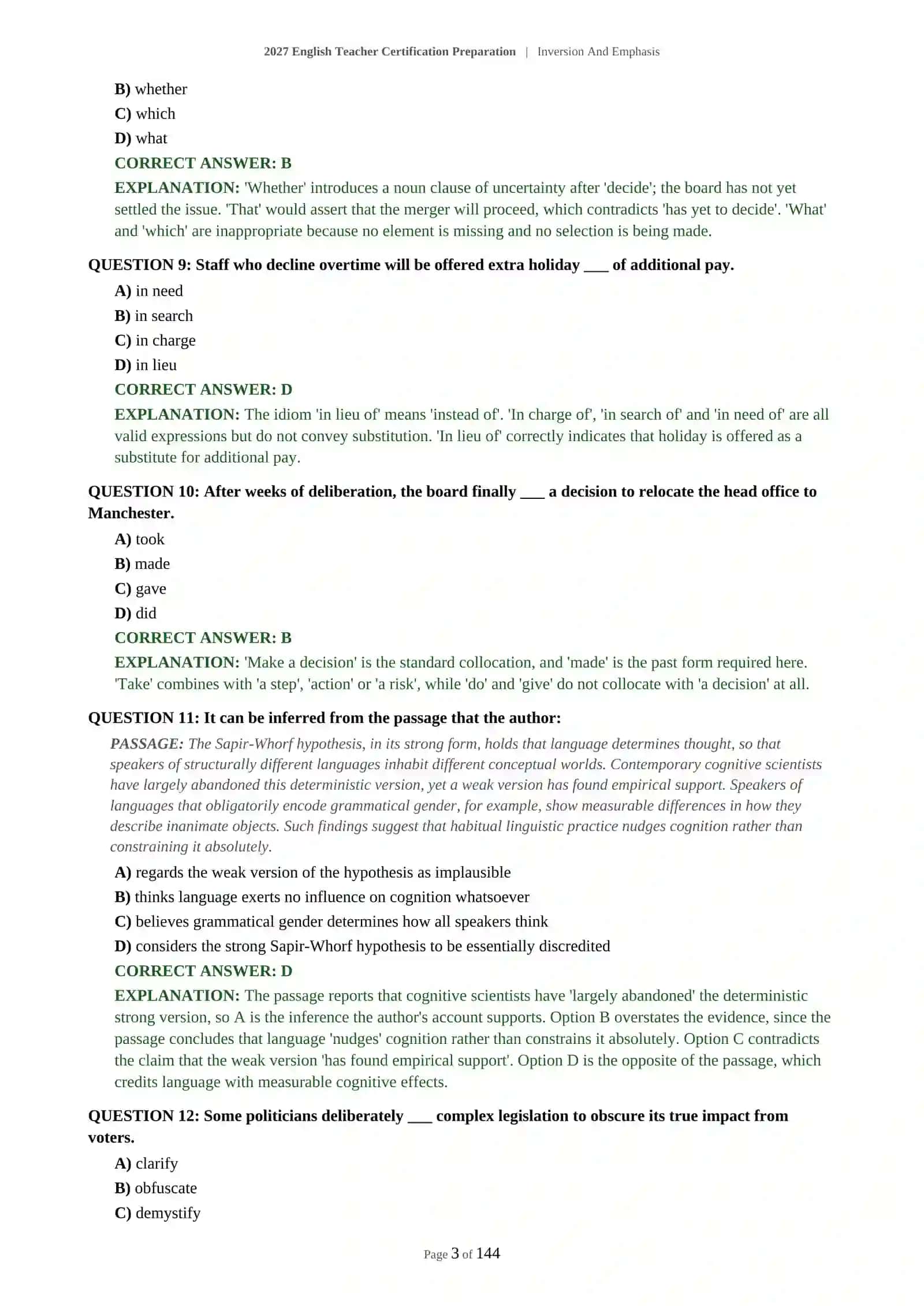 Inversion And Emphasis English Teacher Certification Preparation 4