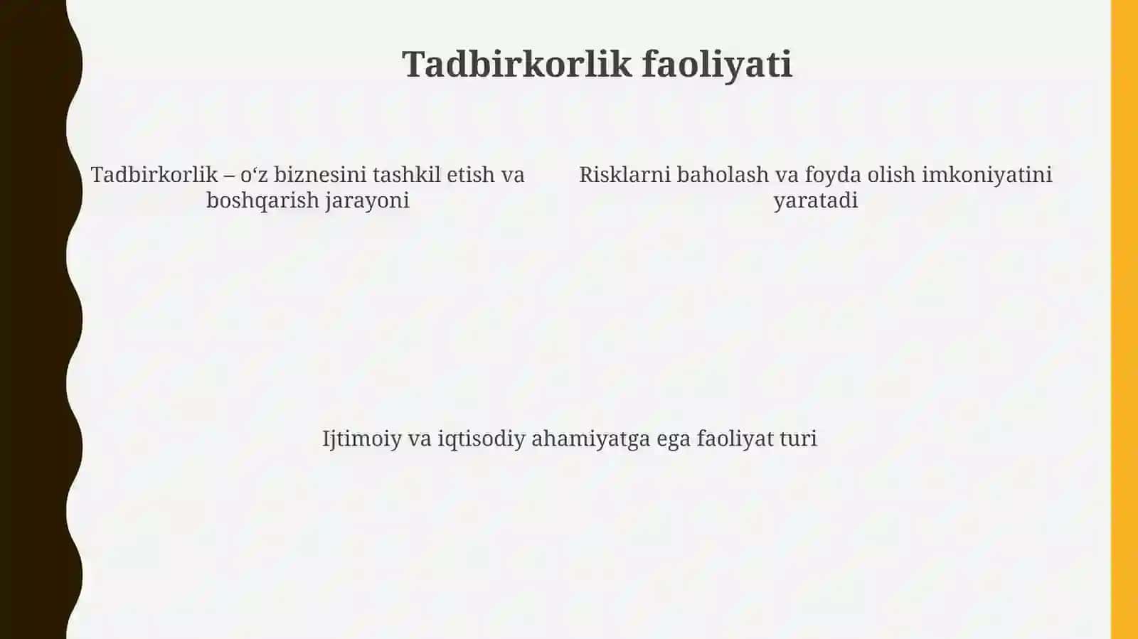 Kichik biznes va tadbirkorlik faoliyatining turlari va shakllari 4