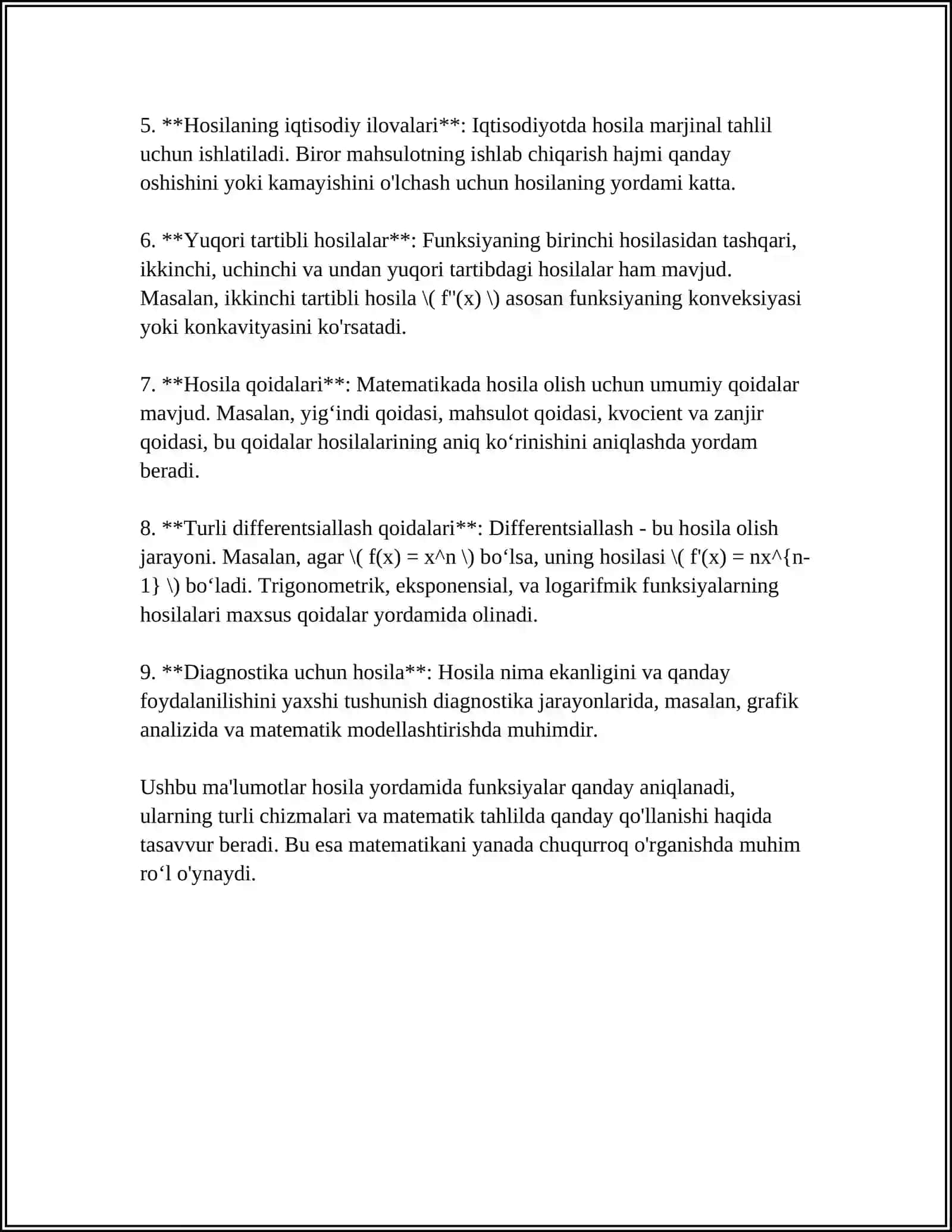 HOSILA YORDAMIDA FUNKSIYANI TEKSHIRISH 4
