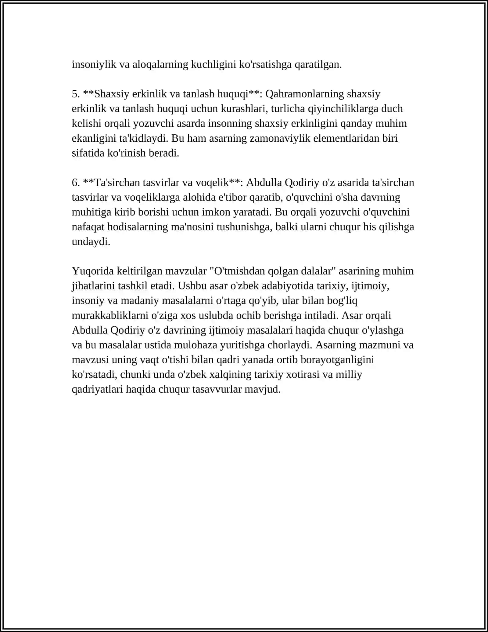 O'tmishdan Qolgan Dalalar Asari Asosida Referat 4