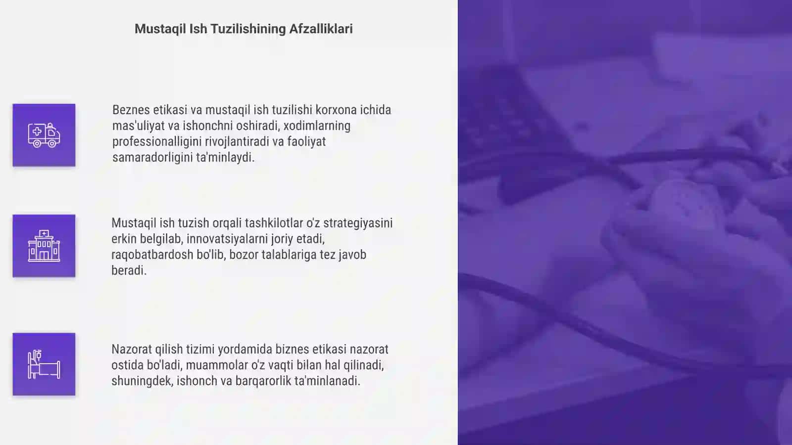 Beznes etikasi mustaqil ish tuzish va nazorat qilish 4