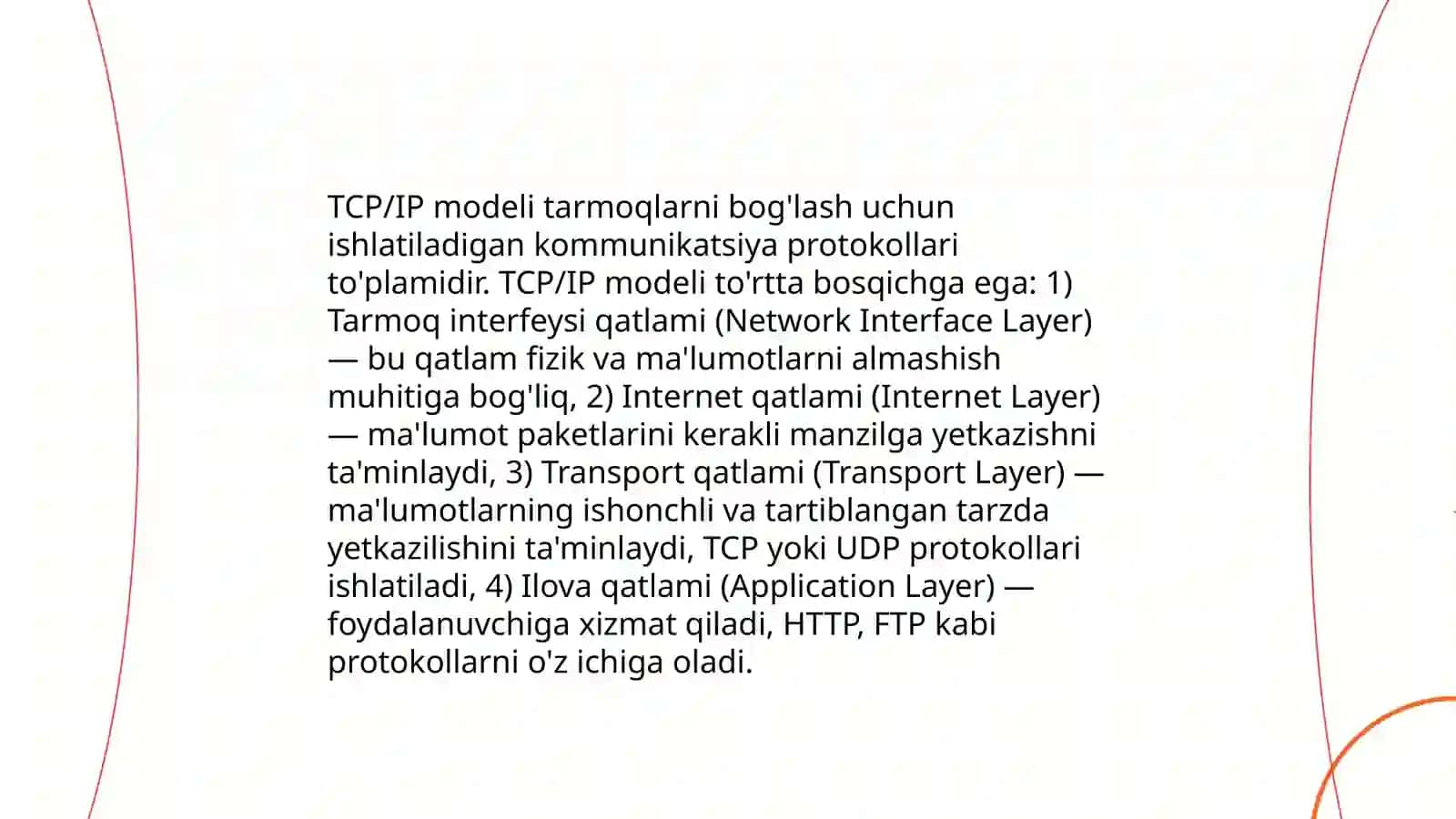 OSI va TCP |IP Modellari Tahlili 4