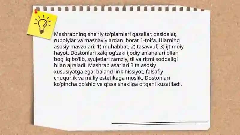 Mashrab asarlari 4
