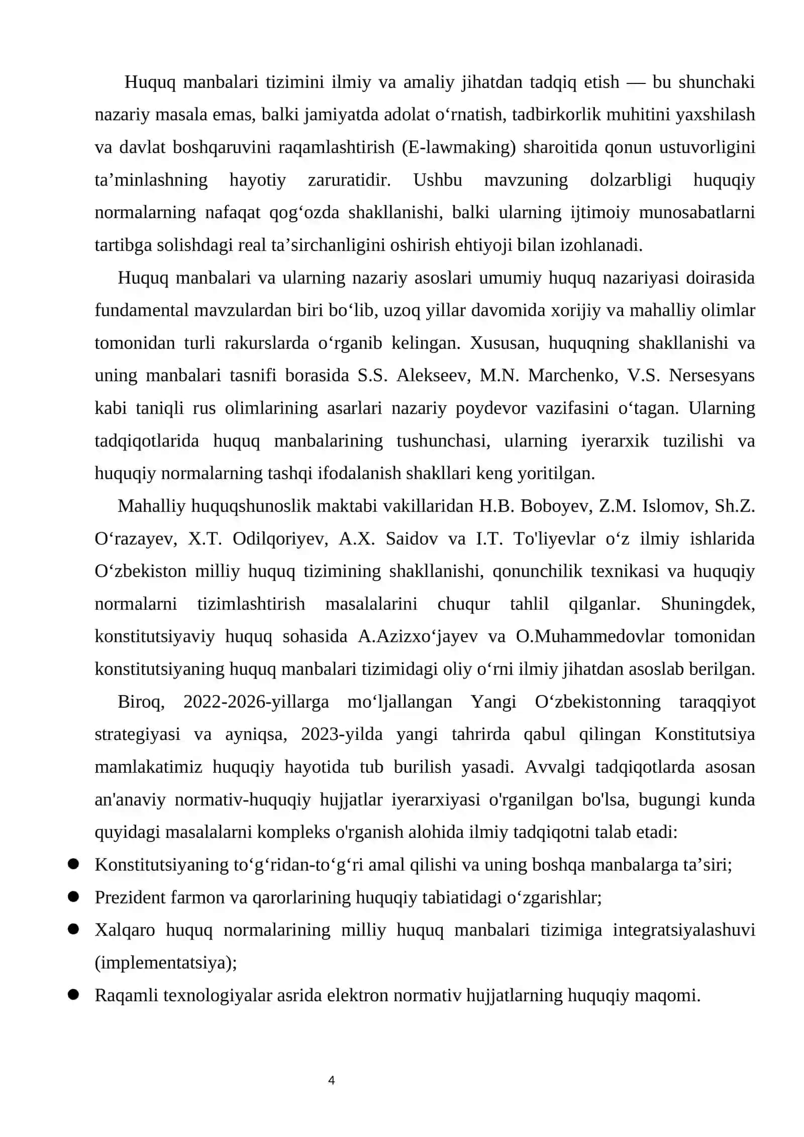O‘zbekistonda huquq manbalari tizimining shakllanishi kurs ishi 4