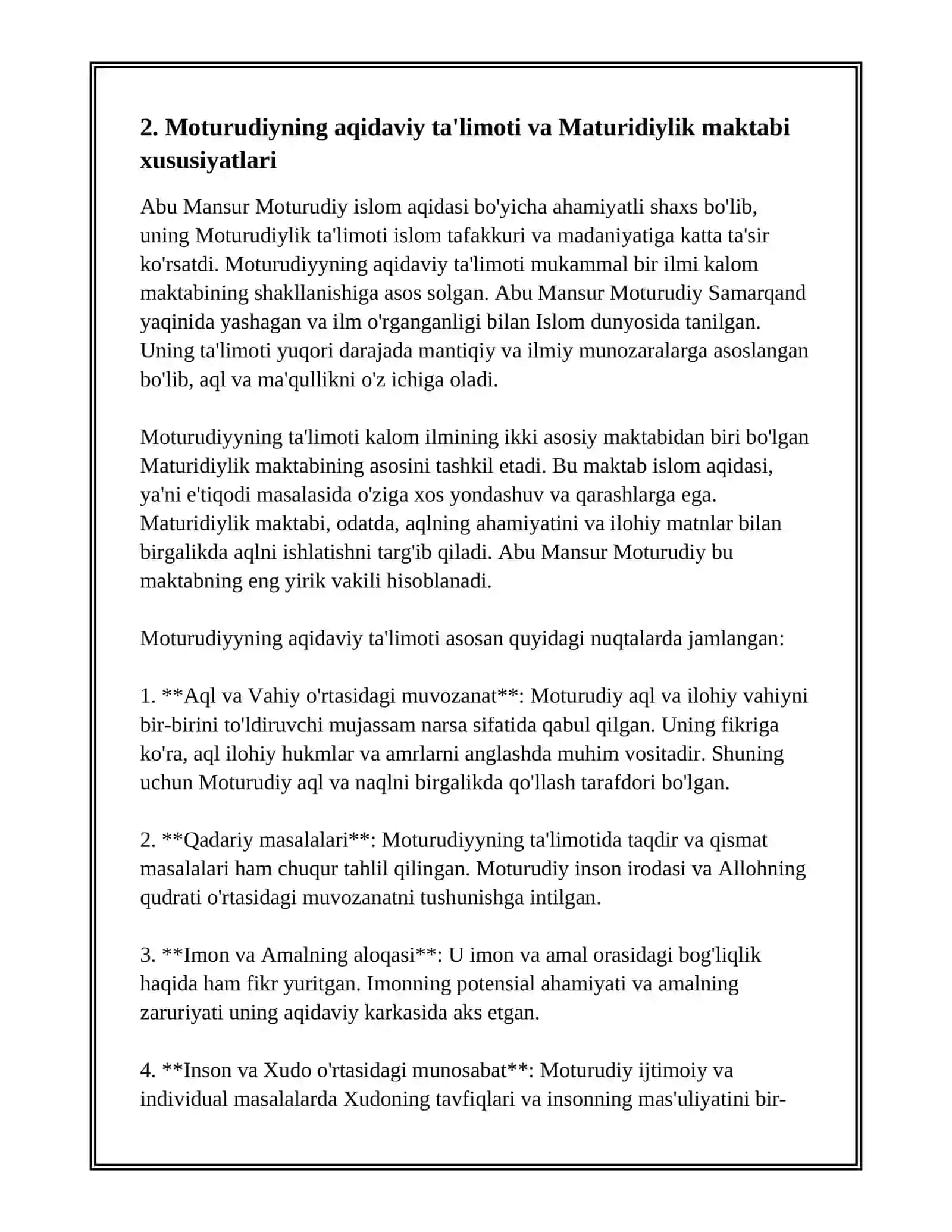 ABU MANSUR MOTURUDIYNING ISLOM TAFAKKURI VA MADANIYATIGA DOIR QARASHLARI 4