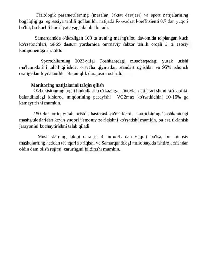 Trenirofka va musobaqa yuklanmalari nazorati metrologik asoslari 4