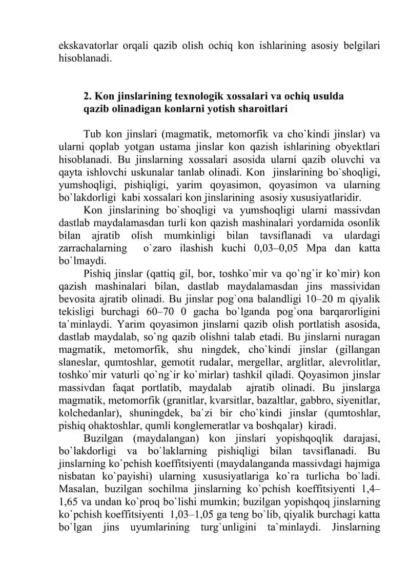 Foydali qazilma konlarini ochiq usulda qazib olishning texnologik asoslari 4
