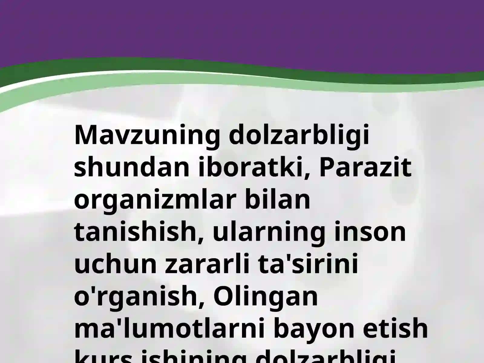 Odamlar ichagida parazitlik qiluvchi yuqumli kasalliklar va ularni oldini olish choralari 4