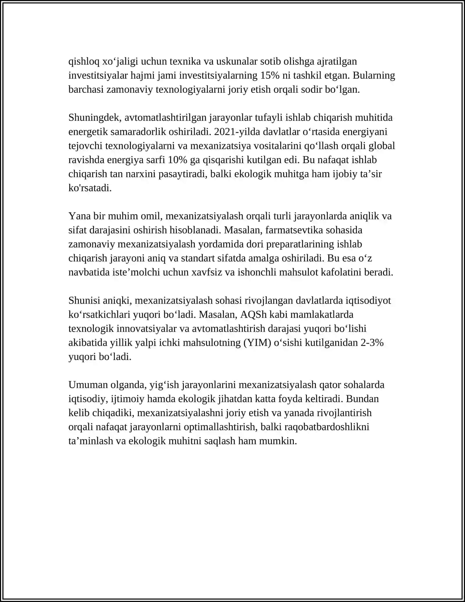 YIGʻISH JARAYONLARINI MEXANIZATSIYASHTIRISH VA AVTOMATLASHTIRISH MAVZUSIDA REFERAT TAYYORLASH 4