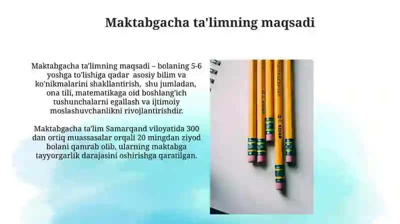 Bolalarni maktab taʼlimiga tayorlash fanining maqsadi va vazifasi 4