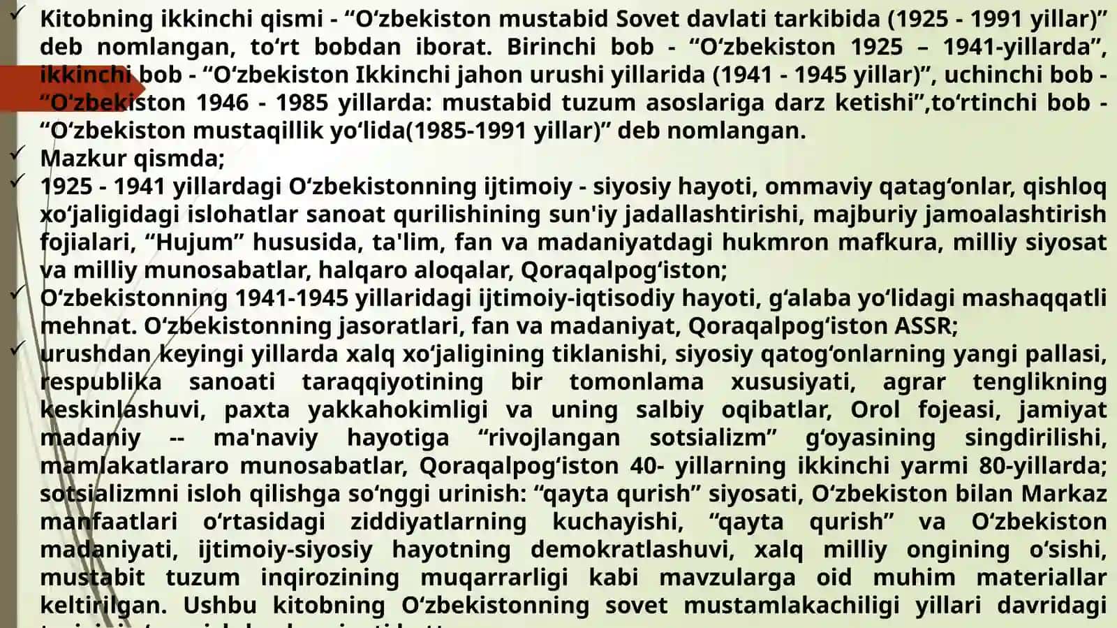O‘ZBЕKISTОNNINGХХ АSR TАRIХIGА ОID MАNBАLАR 4