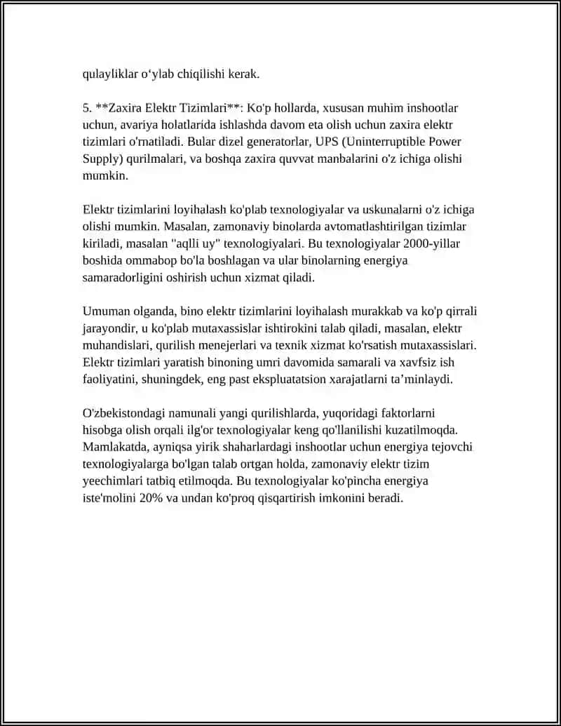 Bino Elektr Tizimlarini Loyihalash 4