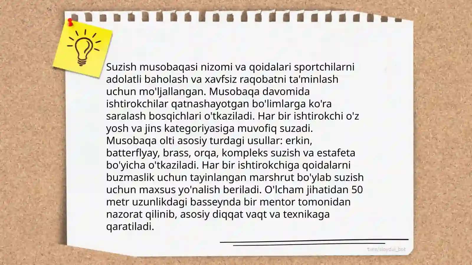 Suzish boʻyicha musobaqalarini tashkil qilish va oʻtkazish musobaqa hujattlari, hakamlik qilish 4