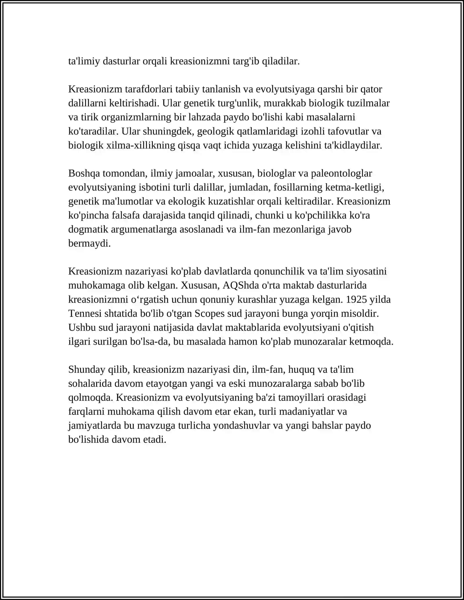 KREATSIONIZM VA ANTROPOGENEZ NAZARIYALARINING QIYOSIY TAHLILI 4