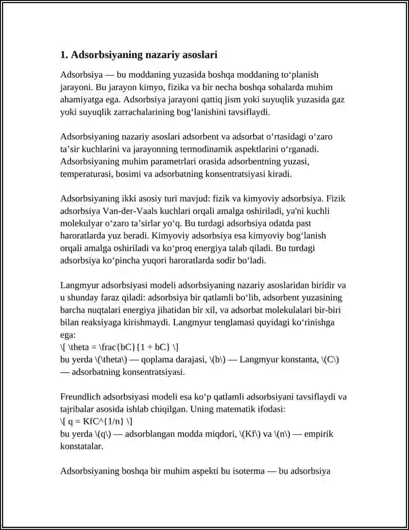 ORGANIZMNINIG HAYOT FAOLIYATIDA VA DAVOLASH USULLARIDA ADSORBTSIYA JARAYONINING AHAMIYATI MAVZUSIDA PROFESSIONAL SLAYD TAYYORLASH KERAK 4