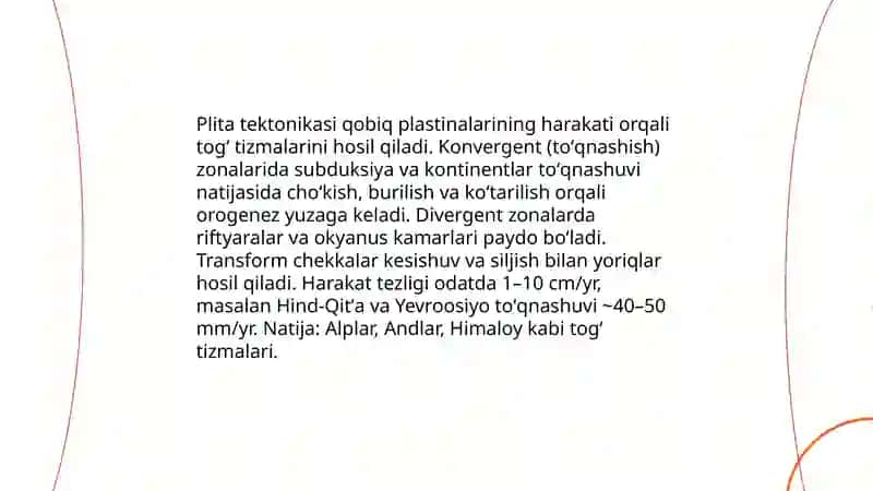 Tektonik harakatlar va relʼefning shakllanishi 4