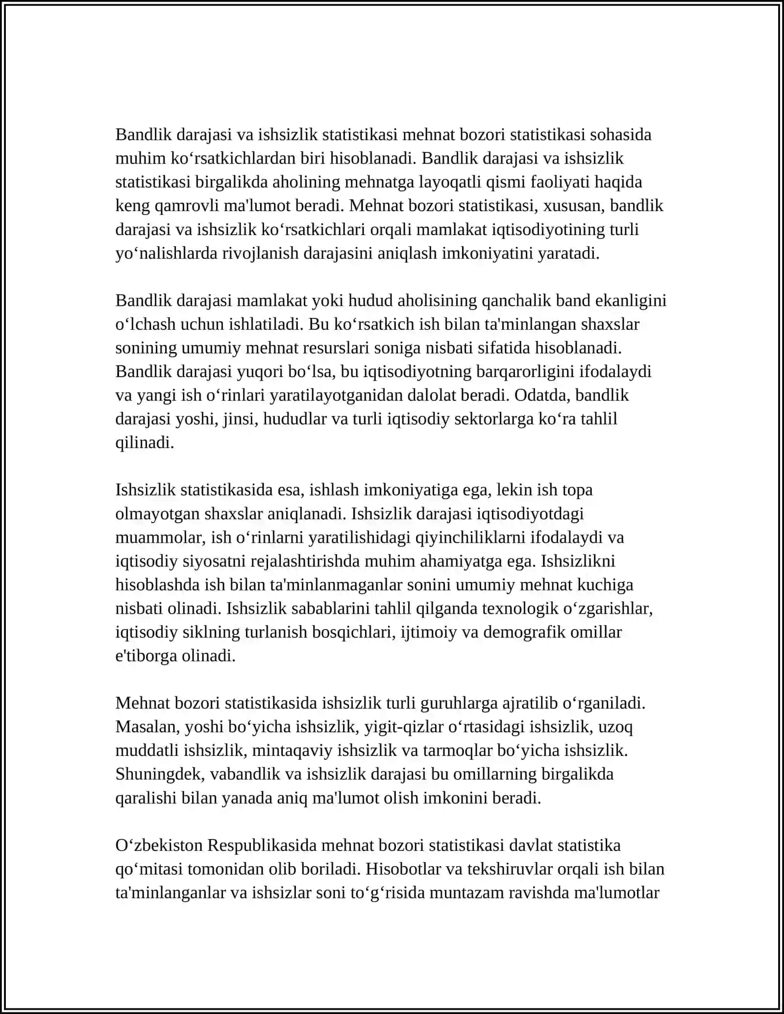 MEHNAT BOZORI STATISTIKASI 4