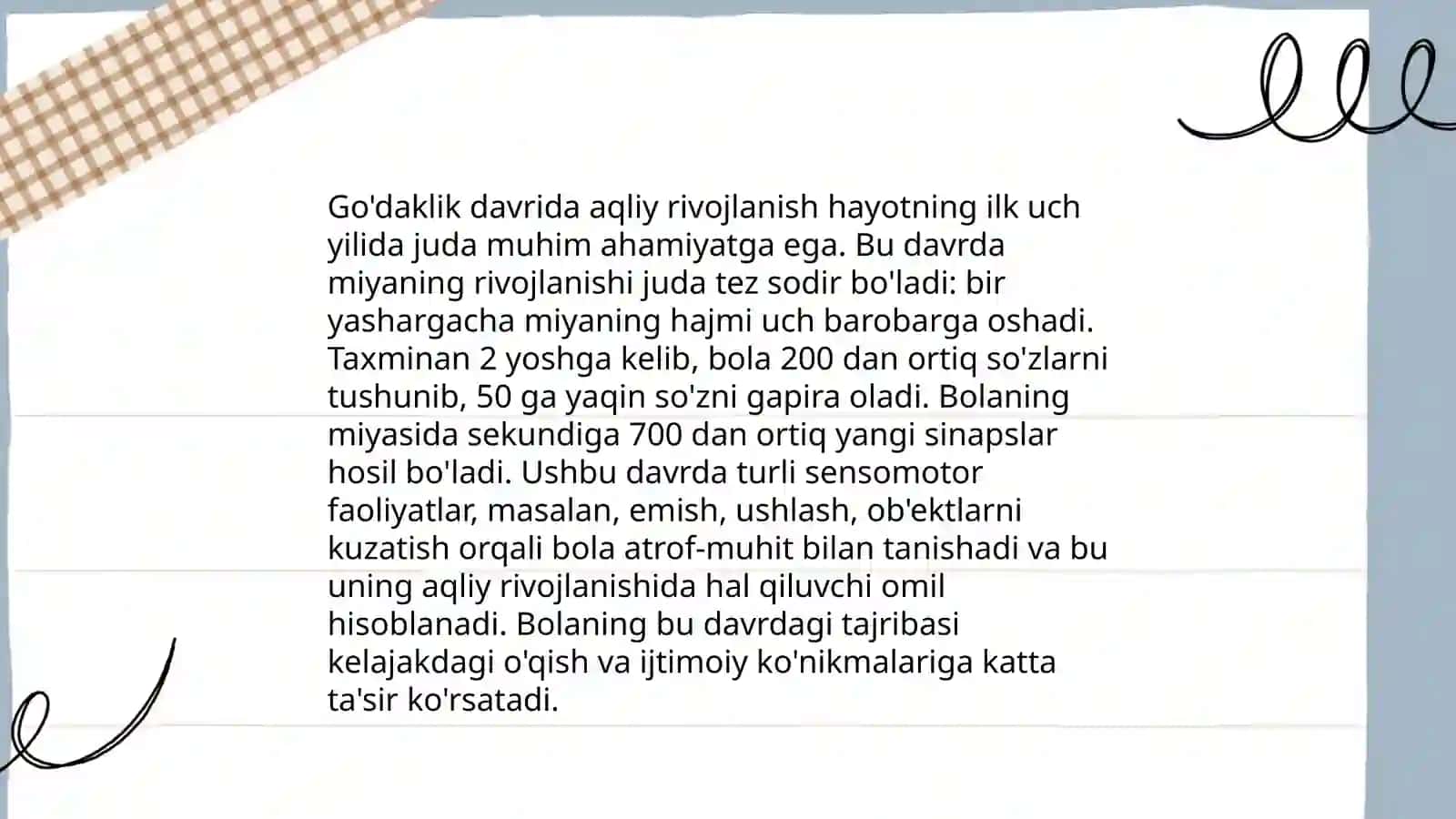 Go'daklik davridapsixik xususiyatlari 4