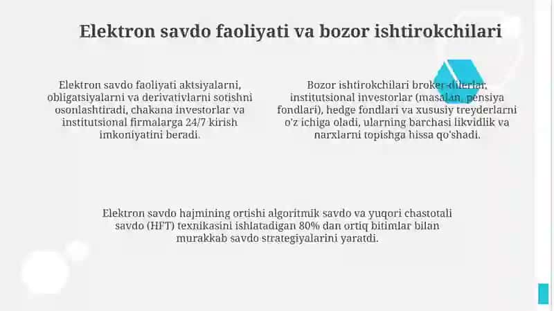 Elektron birjalar va savdo faolyati 4