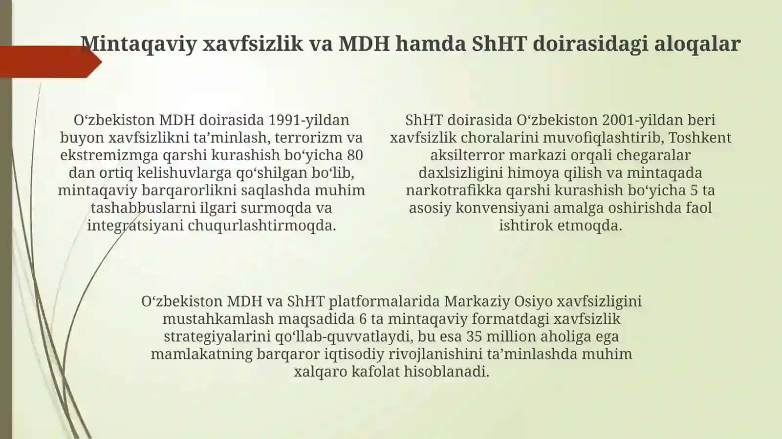 O‘zbekistonning xalqarotashkilotlar bilan hamkorlik aloqalari 4