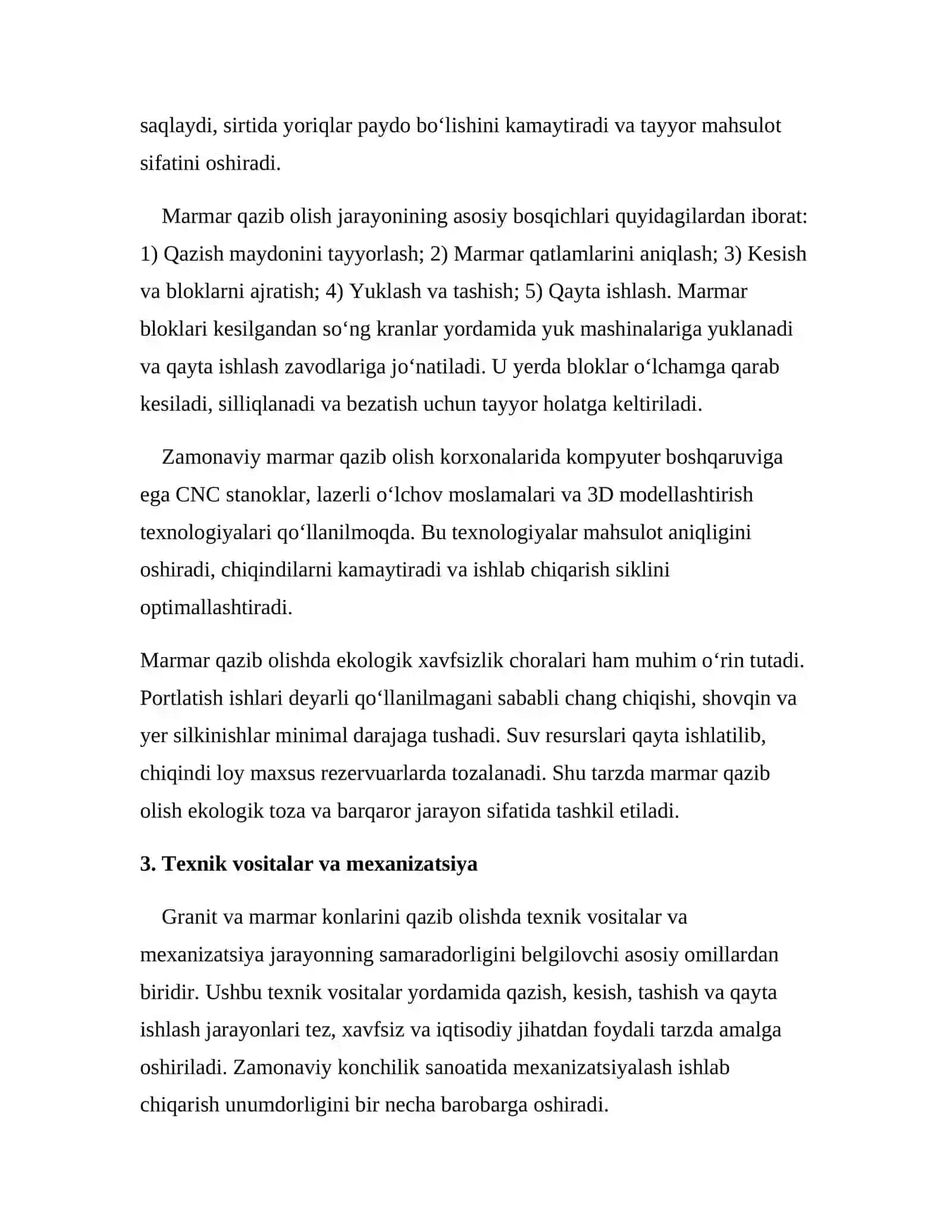 Granit va marmar konlarini qazib olish 4