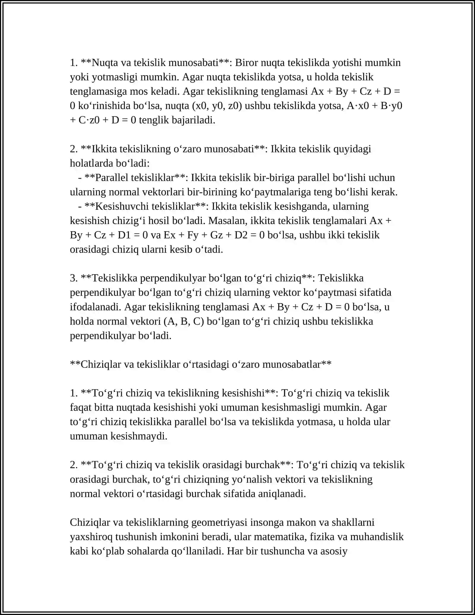 CHIZIQNING NORMAL,YOPISHMA VA TOʻGʻRILOVCHI TEKISLIKLARI 4