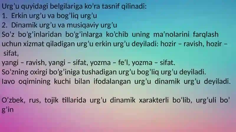 O`zbek tilshunosligida  urg`u va bo`g`in 4