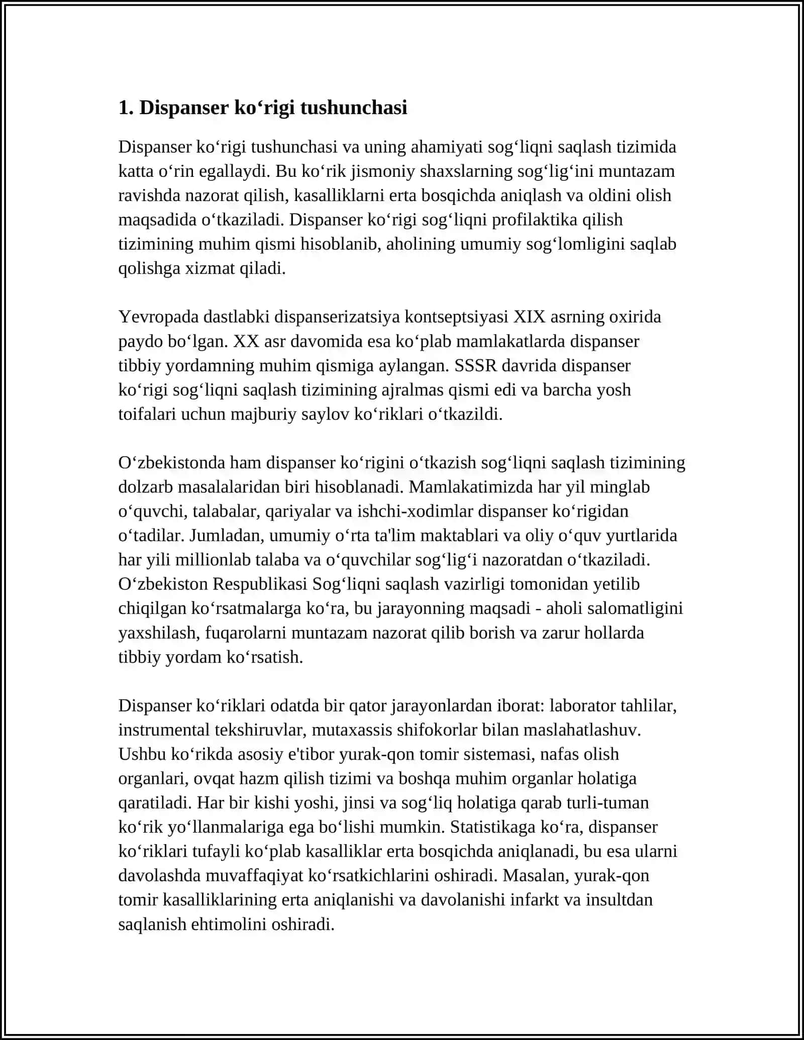 DISPANSER KOʻRIGI HAQIDA TUSHUNCHA, UNING MAQSAD VA VAZIFALARI 4