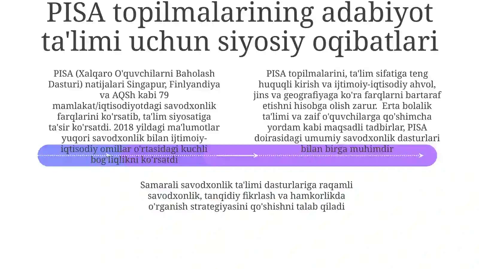 Savodxonlik va PISA tadqiqoti: Asosiy xulosalar 4
