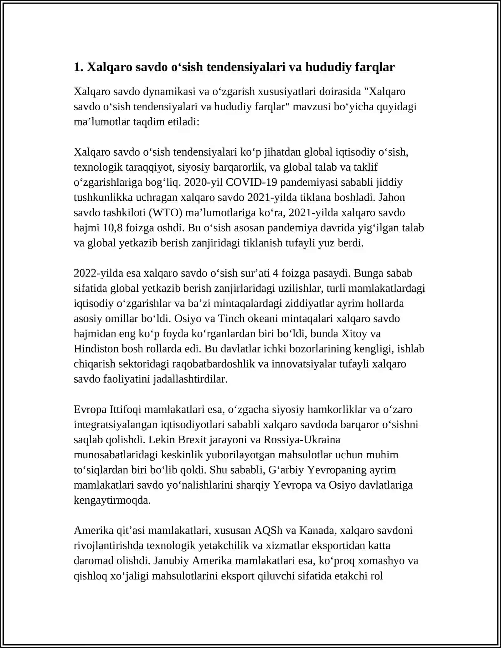 XALQARO SAVDO DINAMIKASI VA O‘ZGARISH XUSUSIYATLARI 4