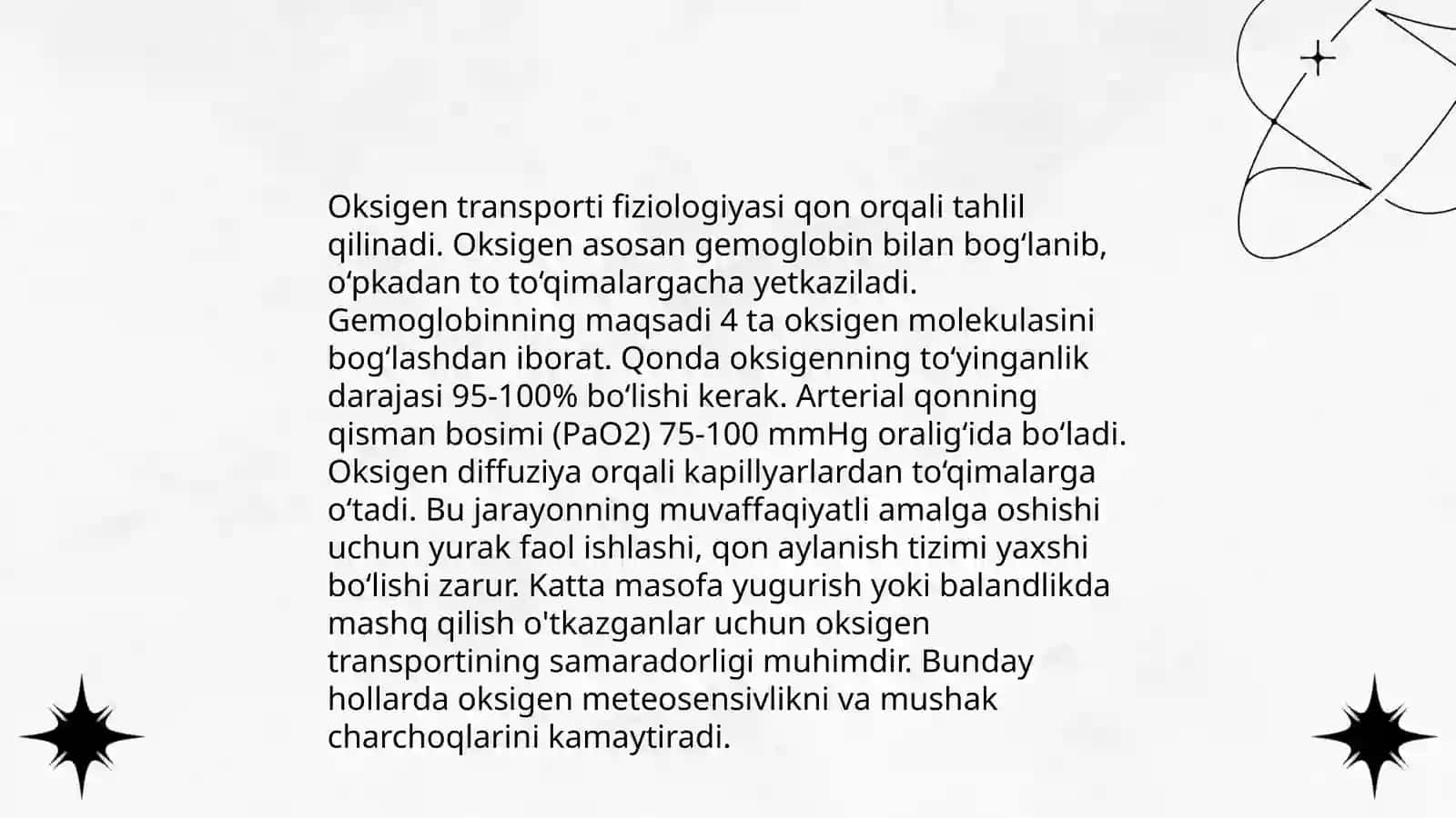 Kislorodning gemoglobin bilan bog'lanib olinishi va transporti 4