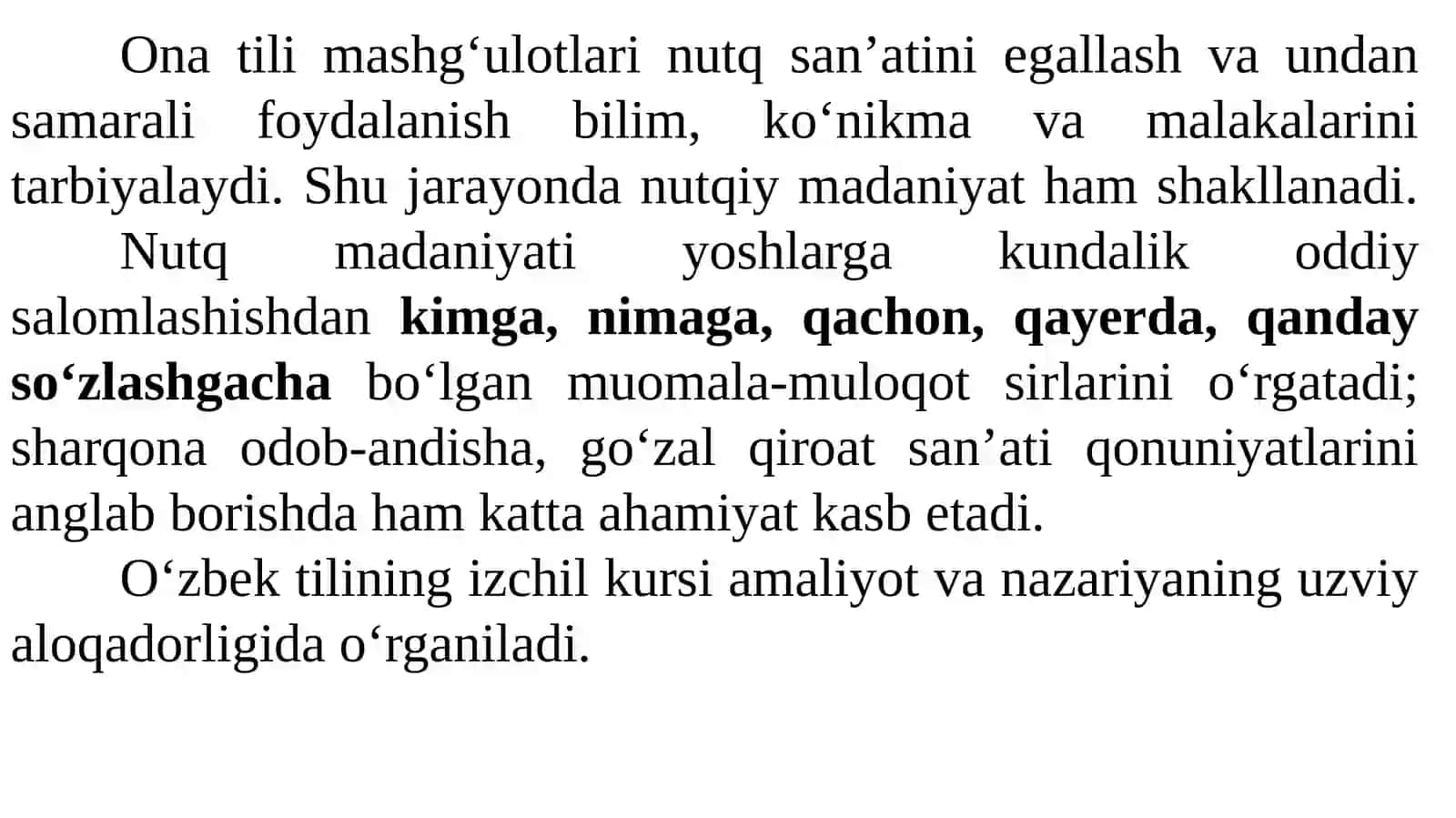 Oʻzbek tilidan izchil kursni oʻrganish metodikasi. “Fonetika“ boʻlimini oʻqitishning oʻziga xos jihatlari 4